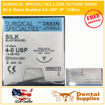 SURGICAL SPECIALTIES LOOK SUTURE D683N SILK Black Braided 4-0 USP 18" 12/Box